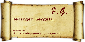 Heninger Gergely névjegykártya